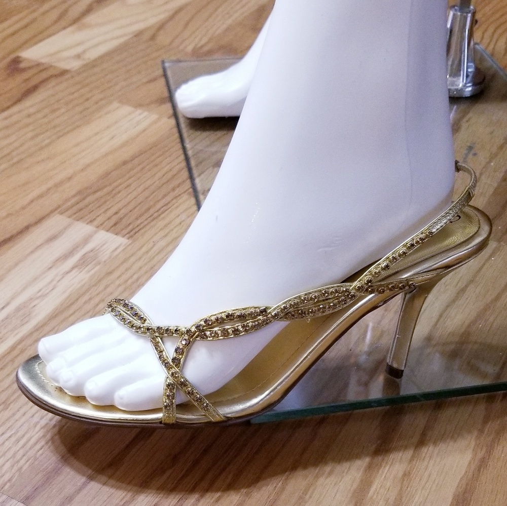 Sam & Libby Rhinestone Gold Heels - Picture 6 of 6